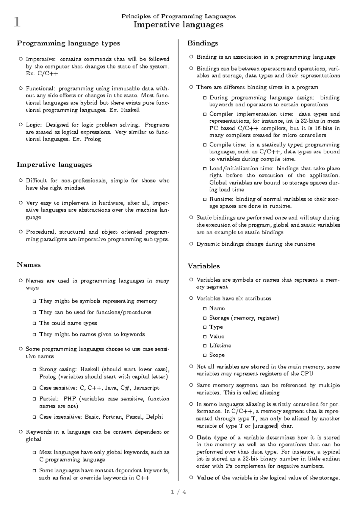 1 Principles of programming languages - 1 Principles of Programming ...
