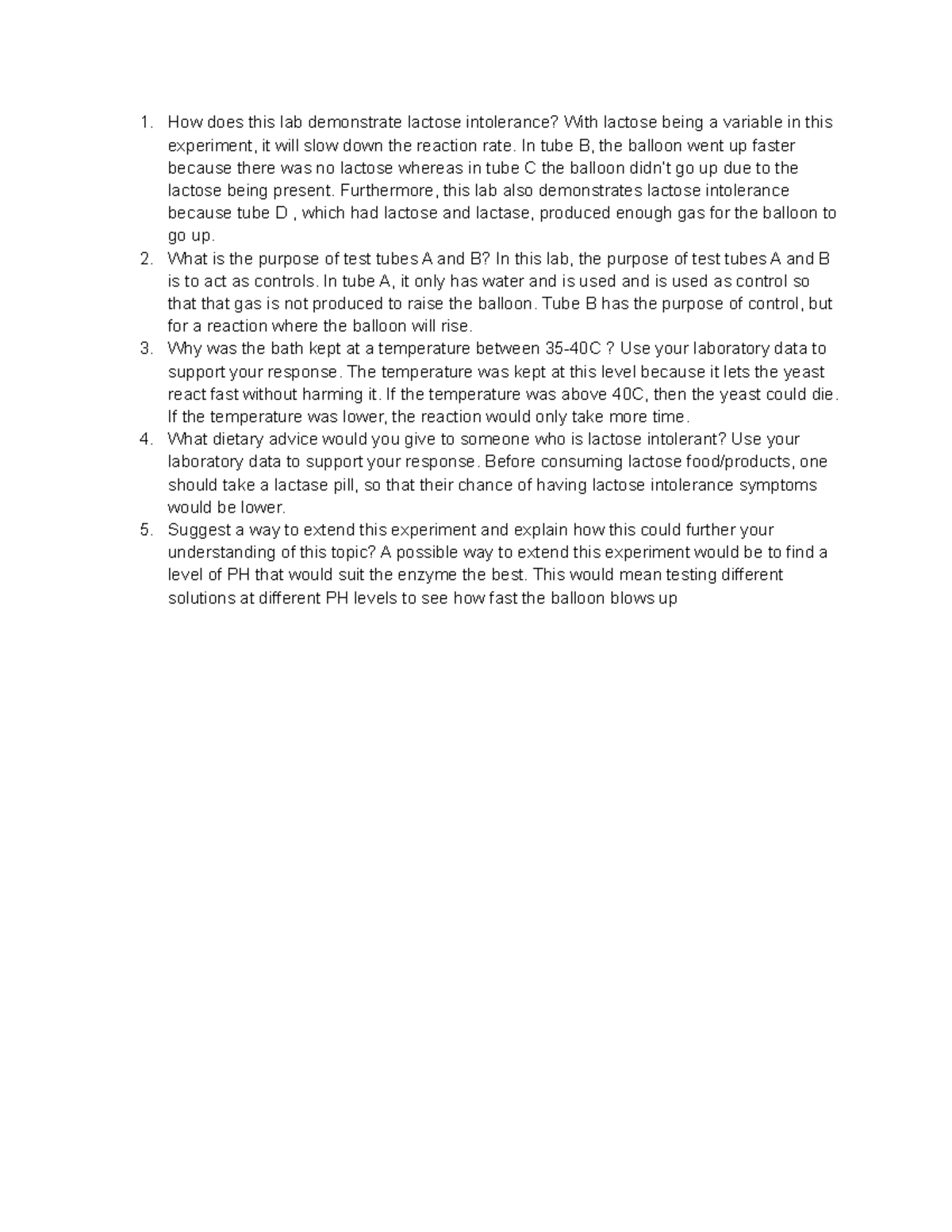Lactose lab How does this lab demonstrate lactose intolerance? With