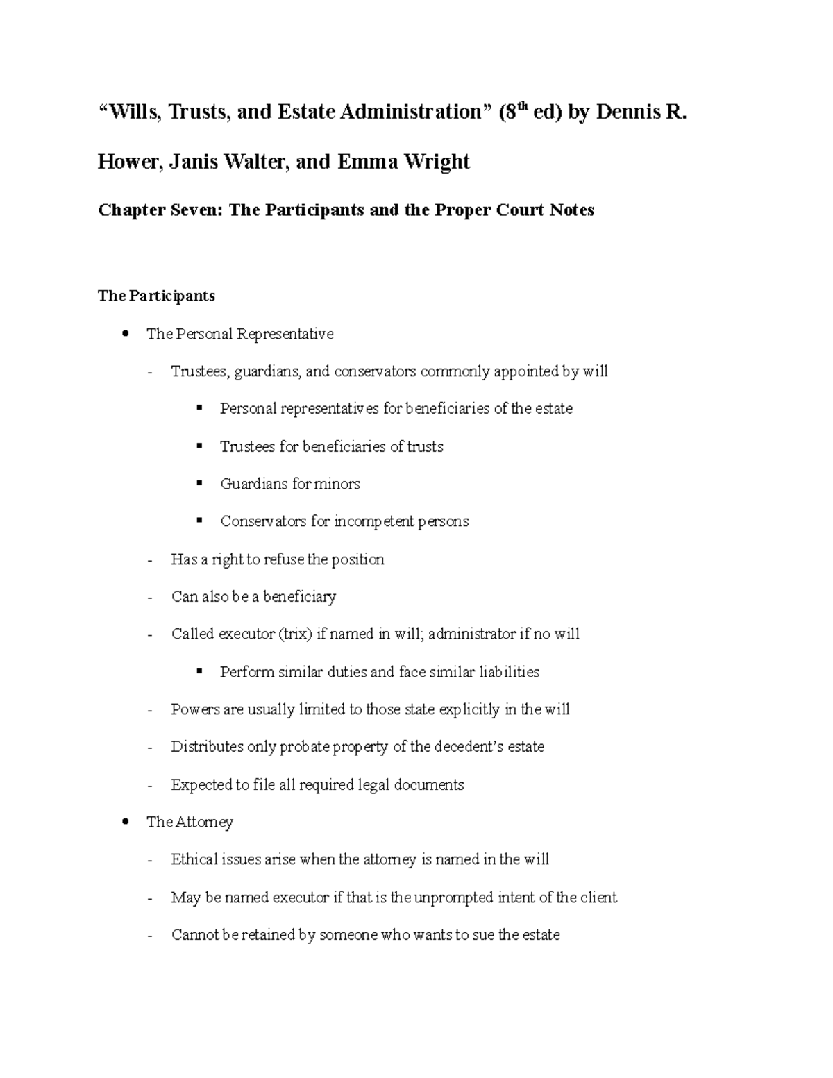 Wills, Trusts, And Estates Chapter Seven Notes - “Wills, Trusts, And ...