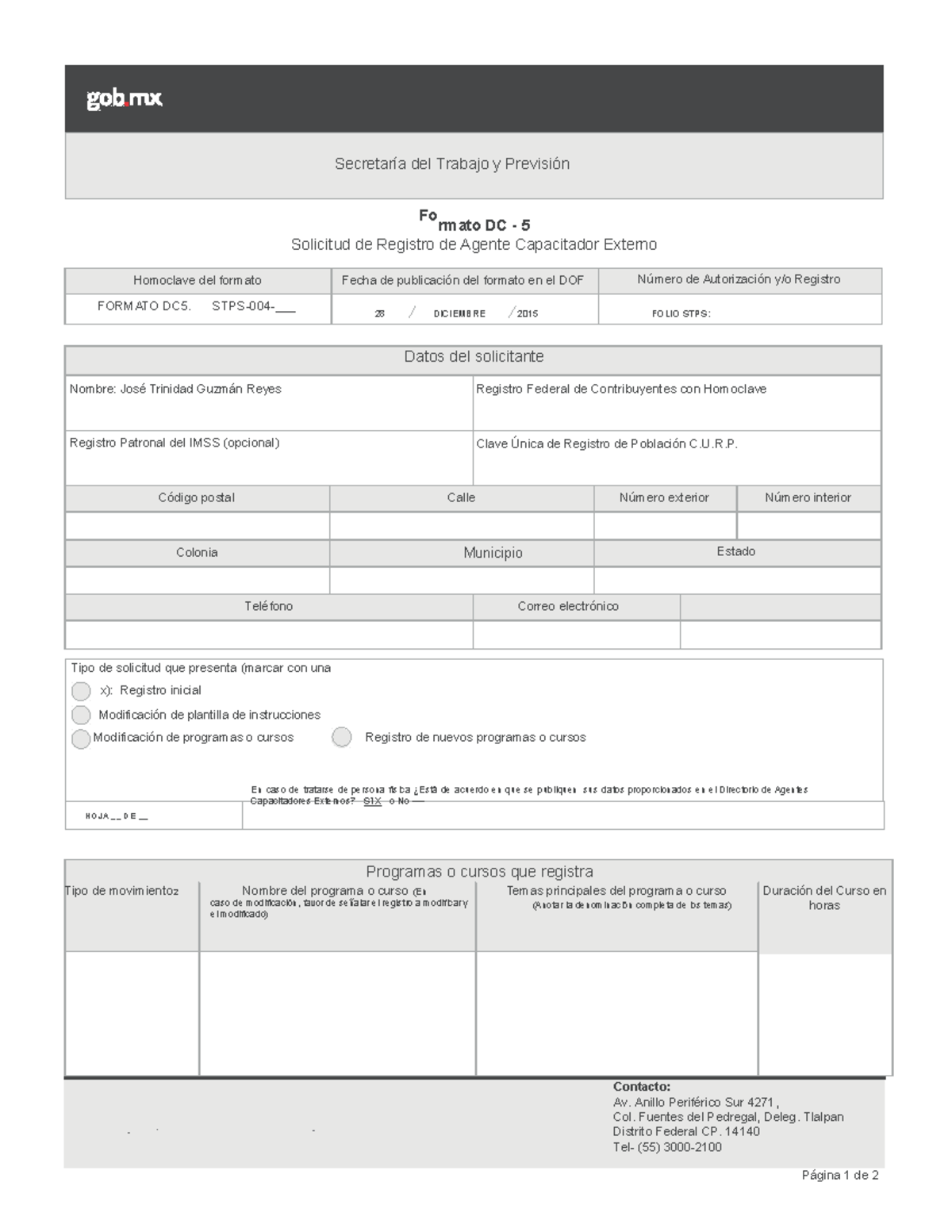 Documento Formato DC-5 - Fo rmato DC - 5 Solicitud de Registro de ...