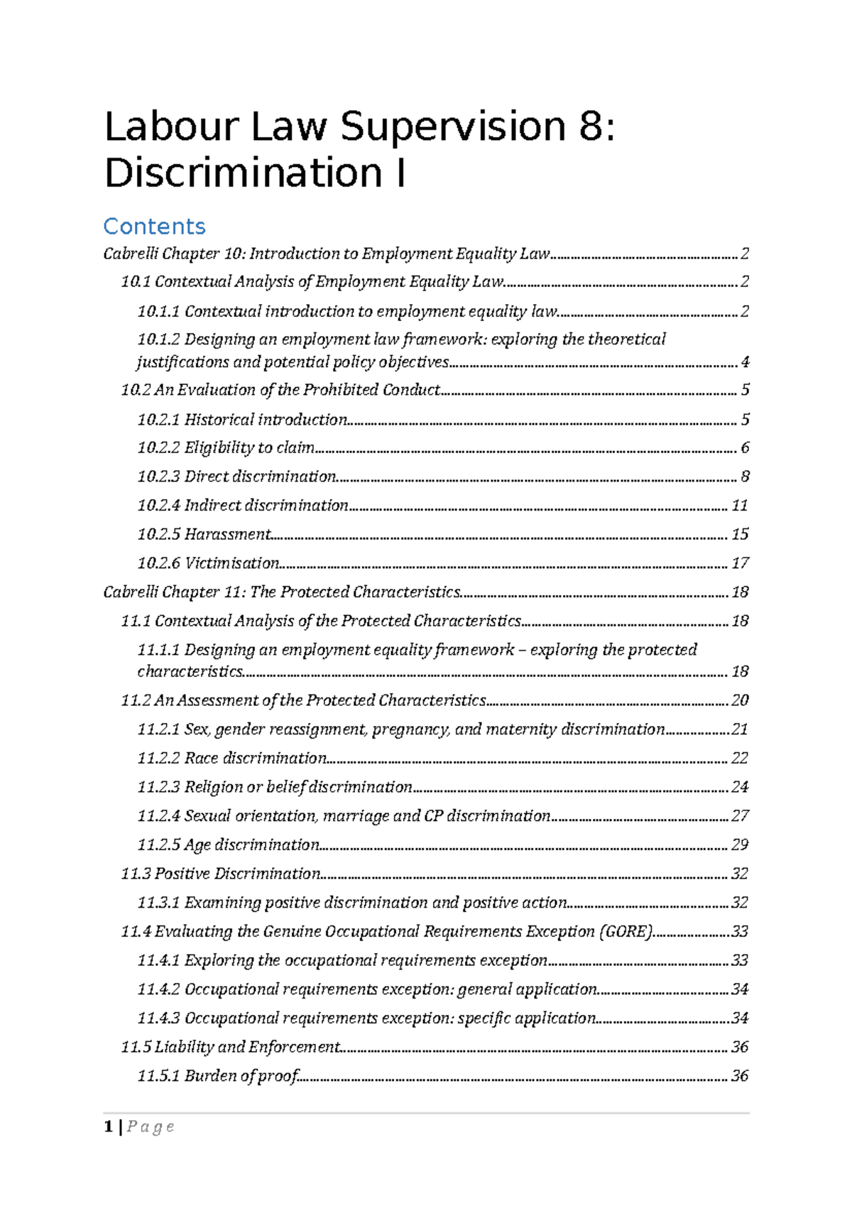 Labour Law Supervision 8 Notes Discrimination 1 - Labour Law ...
