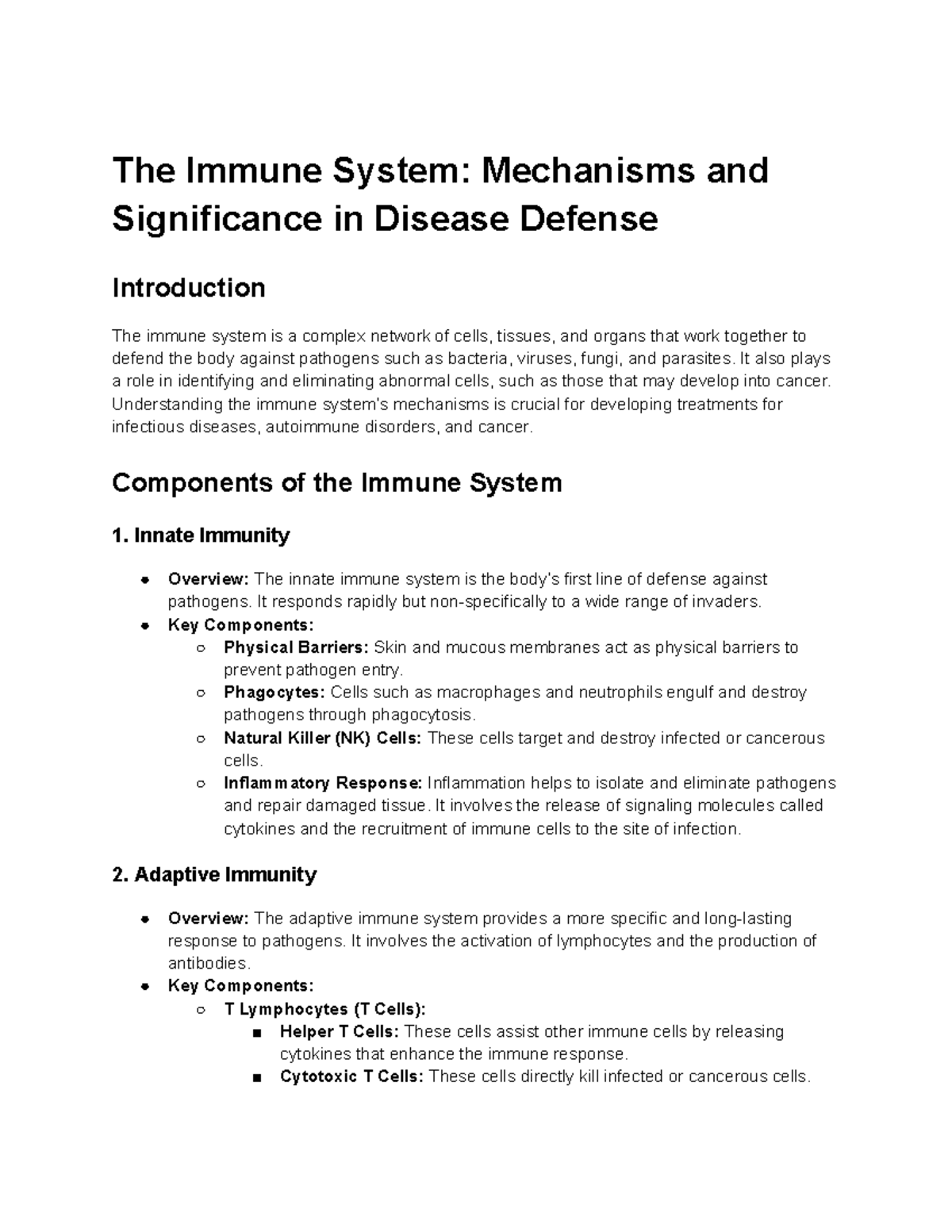 5 6237635614489975644 - The Immune System: Mechanisms and Significance ...