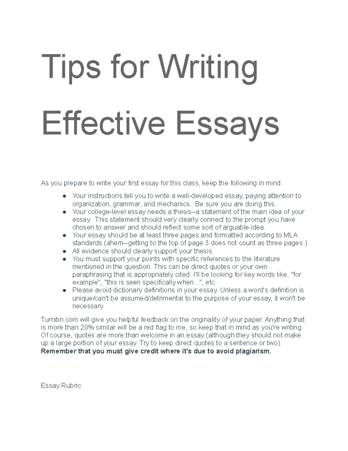 World Masterpieces Exam 1 Notes - Tips for Writing Effective Essays As ...