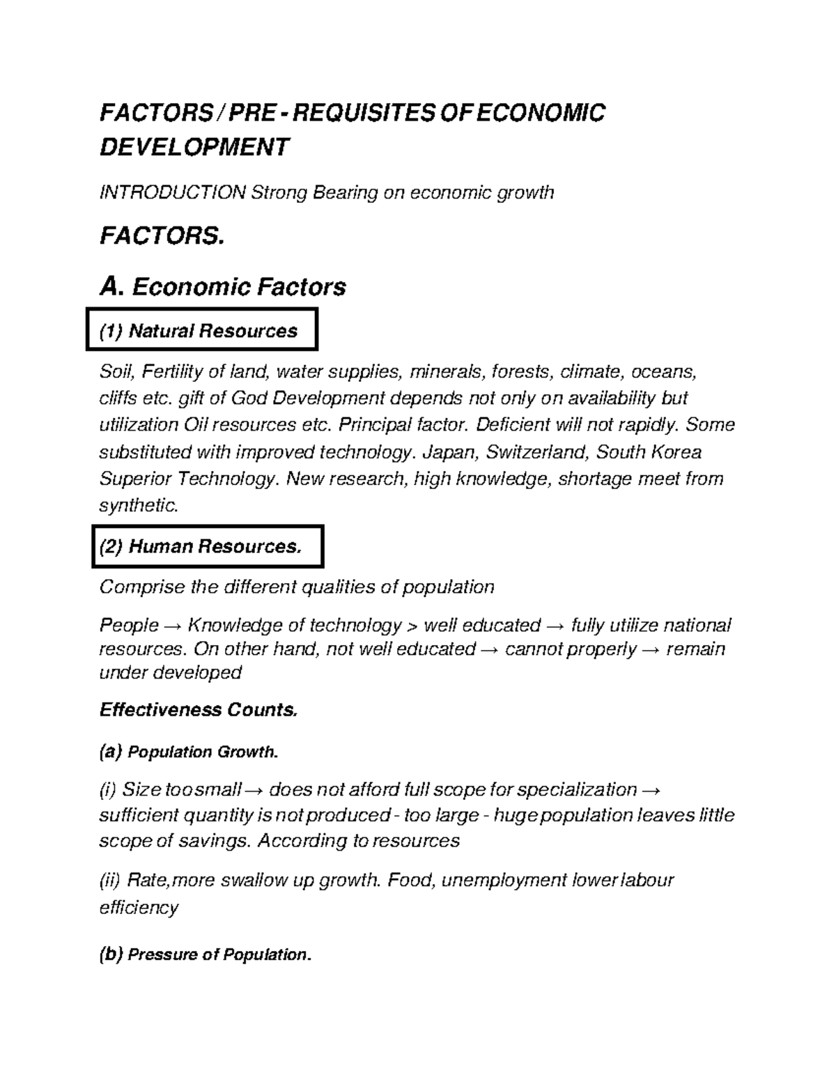 factors-pre-requisites-of-economic-development-factors-pre