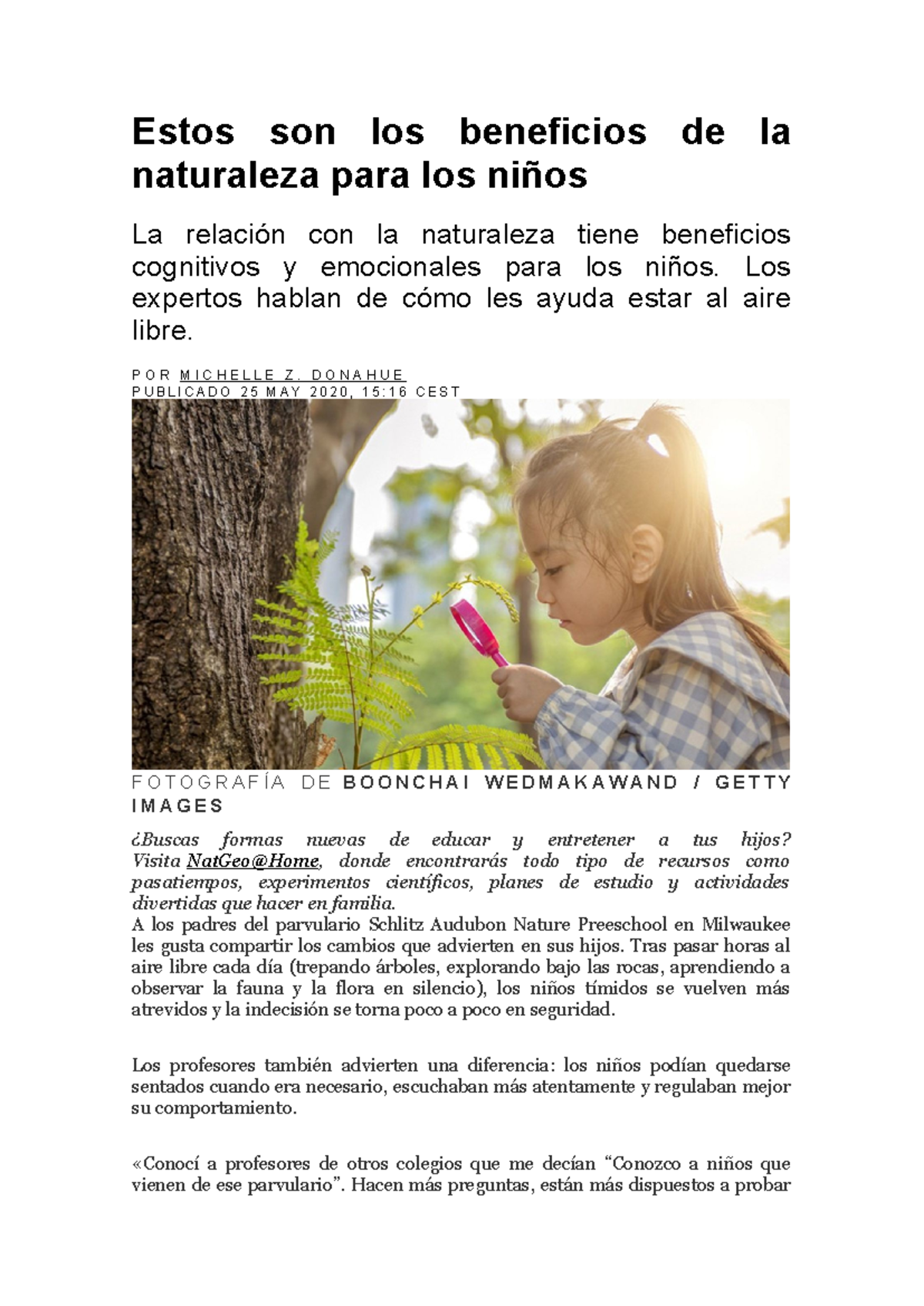 Estos son los beneficios de la naturaleza para los niños - Estos son ...