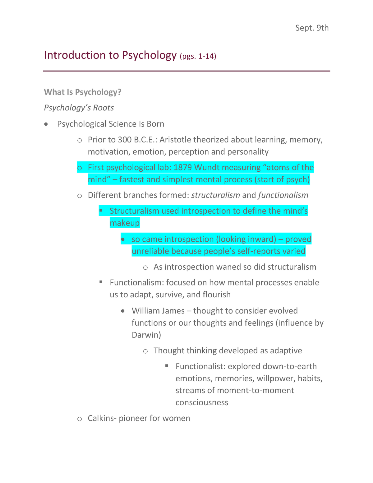 essay introduction to psychology