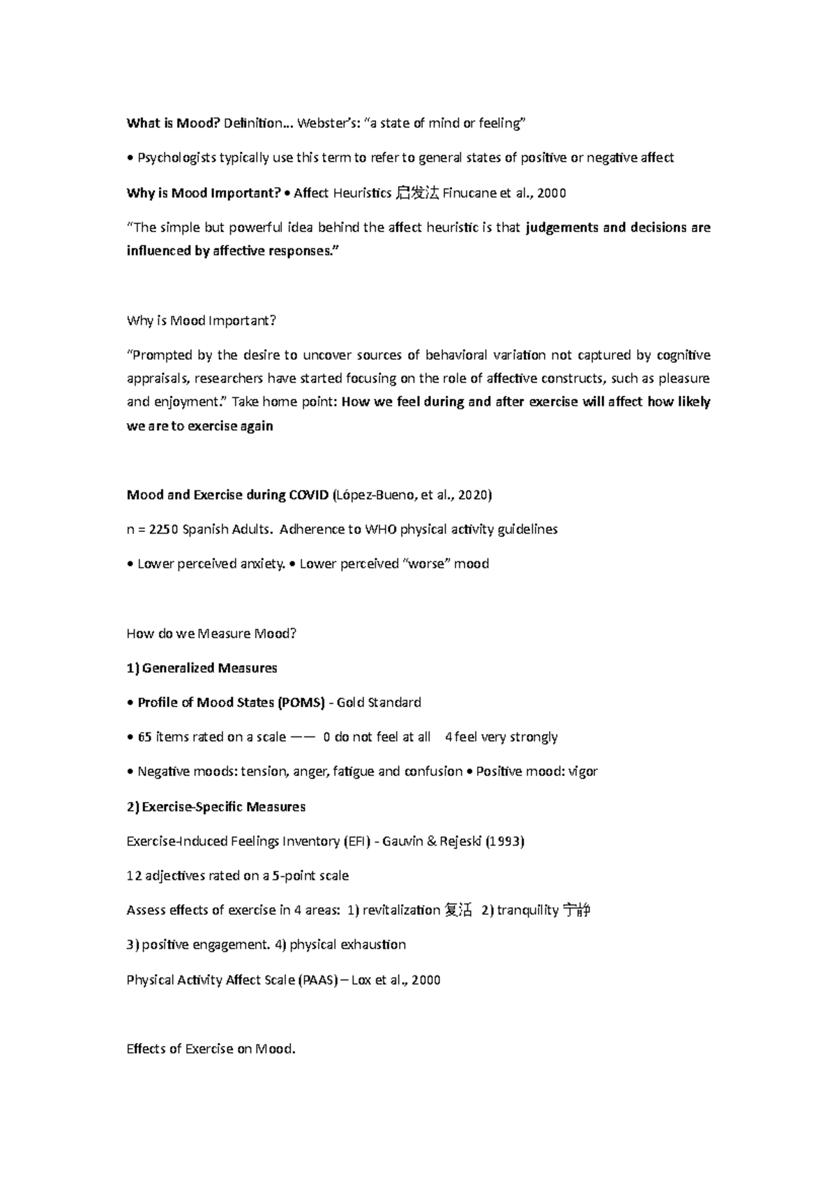 Kine 3000 psychology of PA and health Topic 4 mood - What is Mood ...