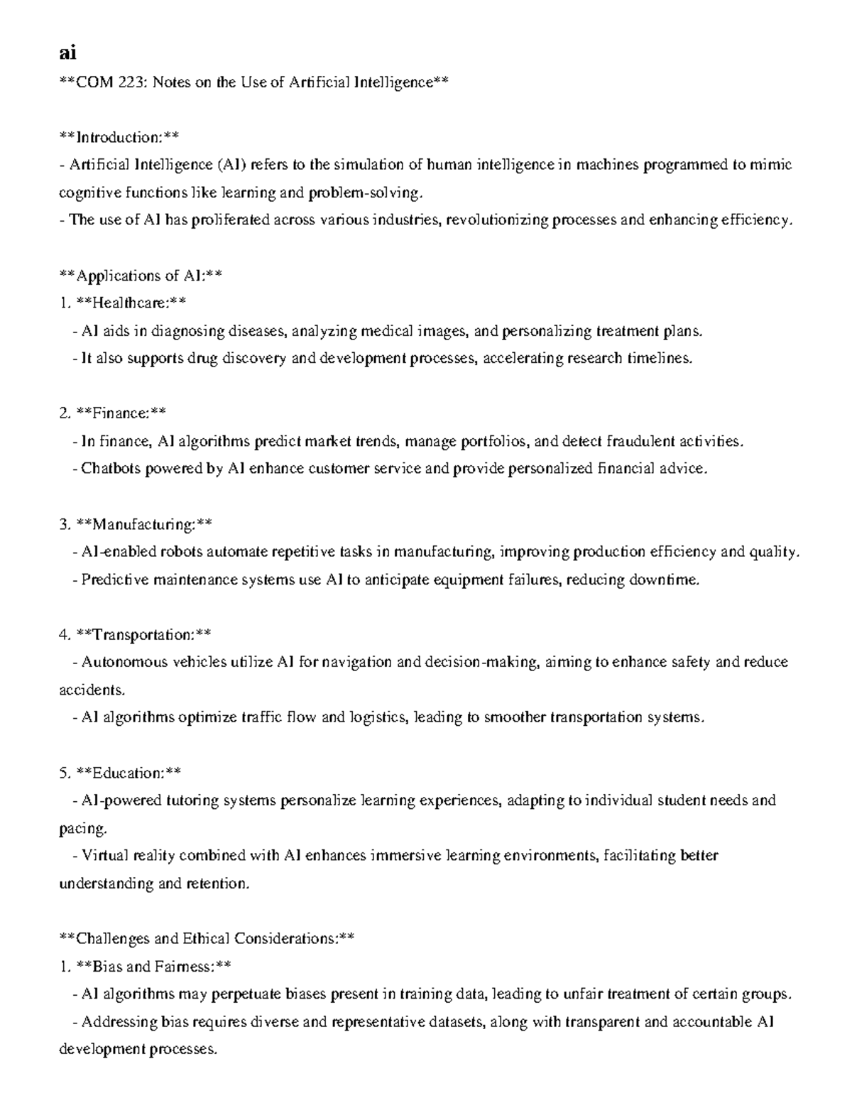 Mypdf - ai COM 223: Notes on the Use of Artificial Intelligence ...