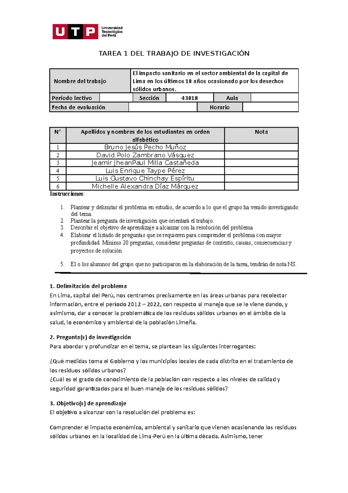 Semana 5 - Tarea 1 - Plantilla - Delimitación del tema de investigación ...