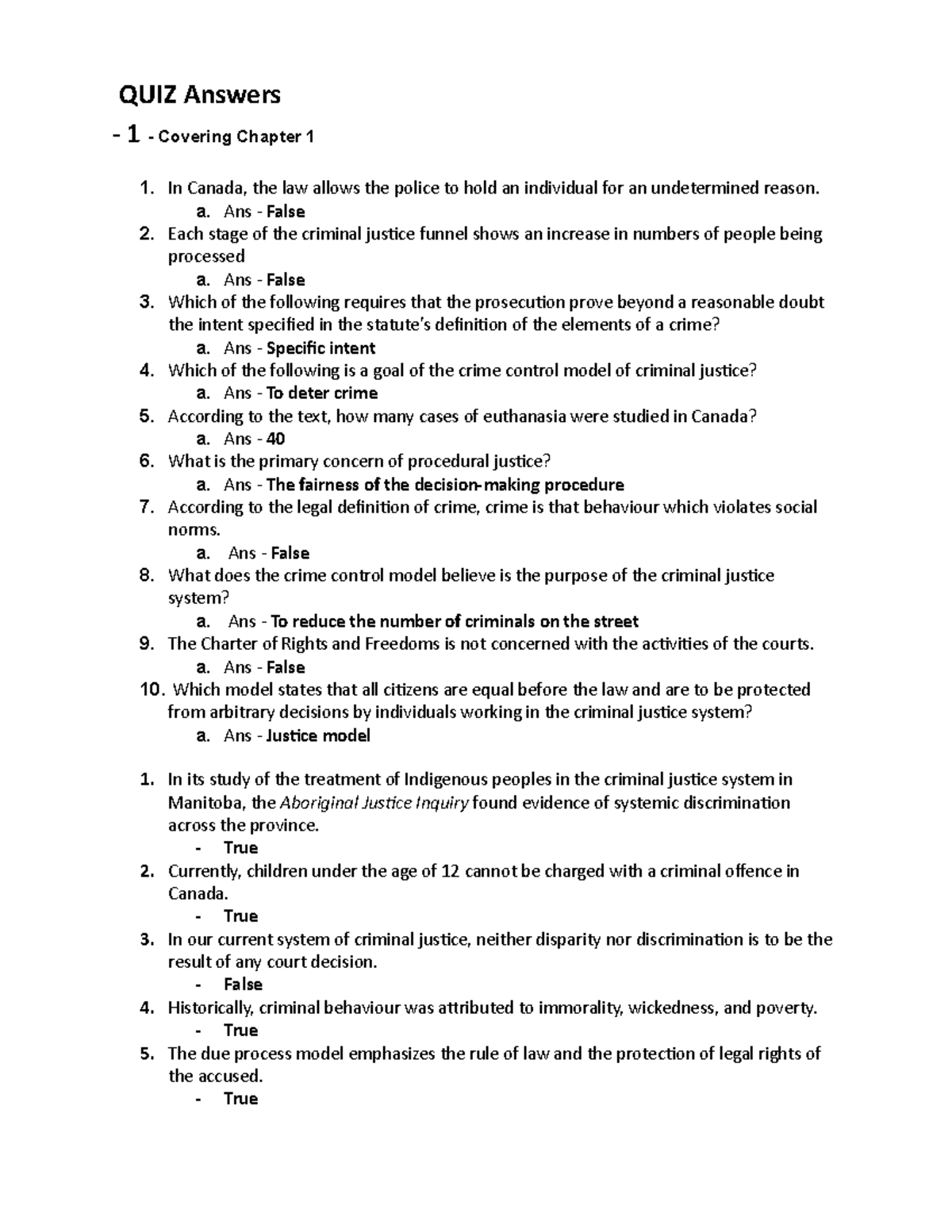 Quiz 2019, Questions And Answers - QUIZ Answers - 1 - Covering Chapter ...