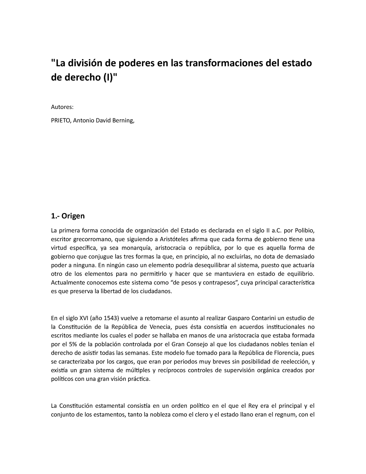 Examen Final La Division De Poderes En Las Transformaciones Del Estado ...