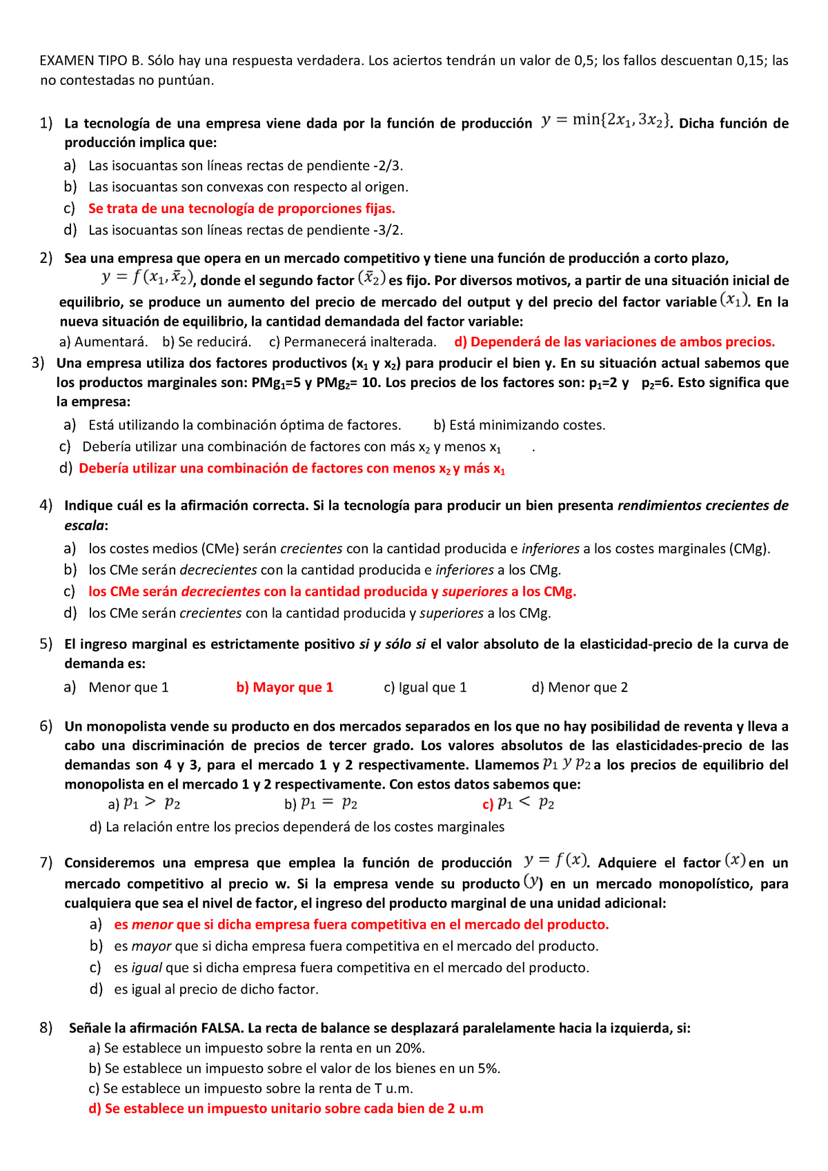 Examen 2018, Preguntas Y Respuestas - EXAMEN TIPO B. Sólo Hay Una ...