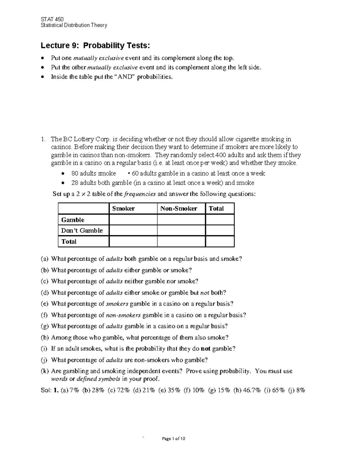 Lecture 9-450 - Statistical distribution theory (stat450) class 9 ...