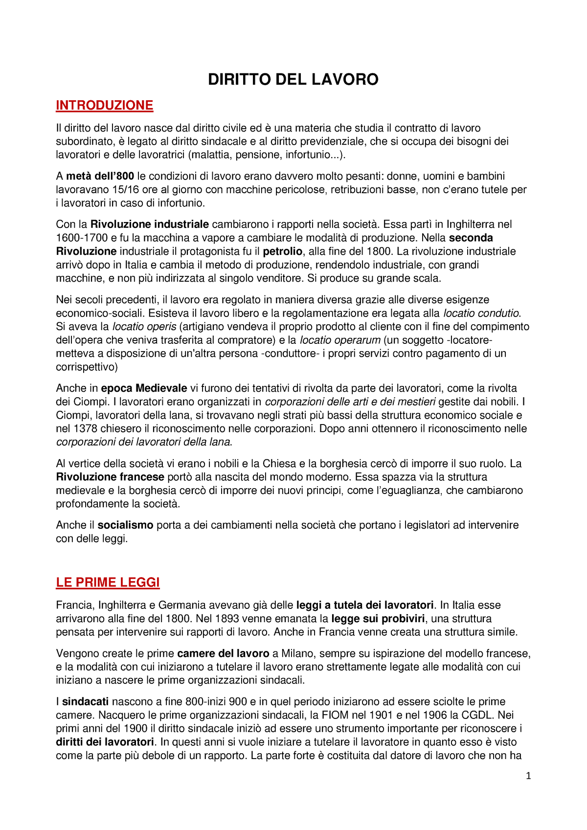 Diritto DEL Lavoro - DIRITTO DEL LAVORO INTRODUZIONE Il Diritto Del ...