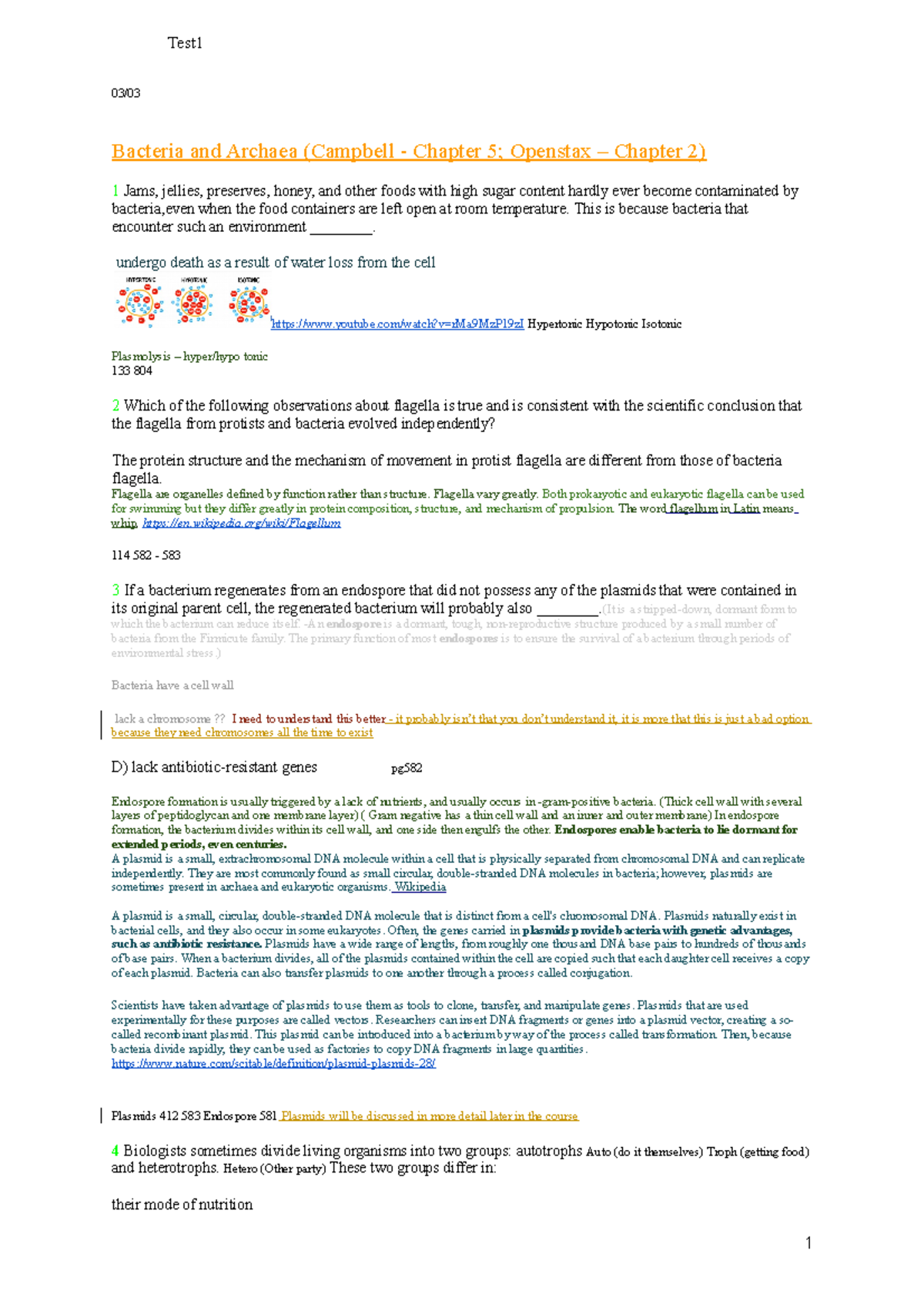 Questions and Notes Bacteria Archaea, Protists, Plant and Animals ...