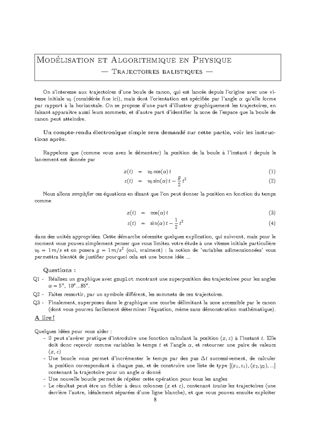 Tp-balistique - ´lisation Et Algorithmique En Physique Mode ...