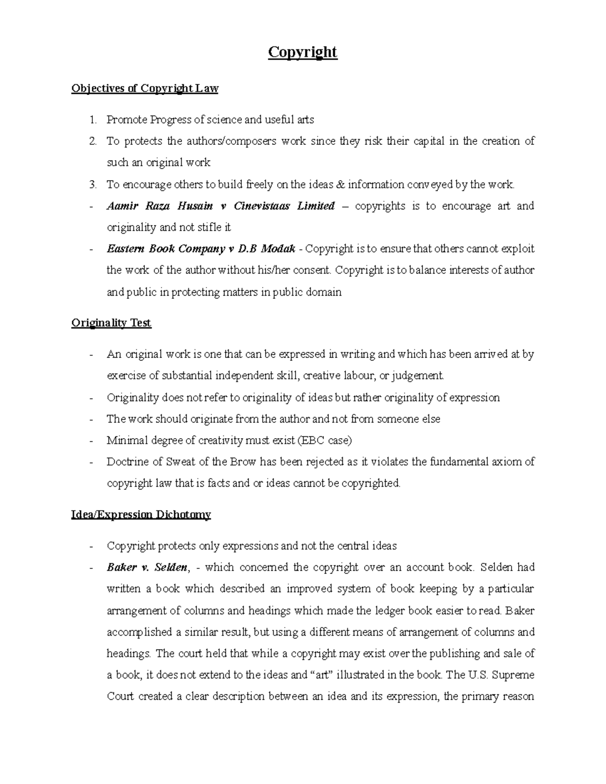 Copyright Law Copyright Objectives of Copyright Law Promote Progress