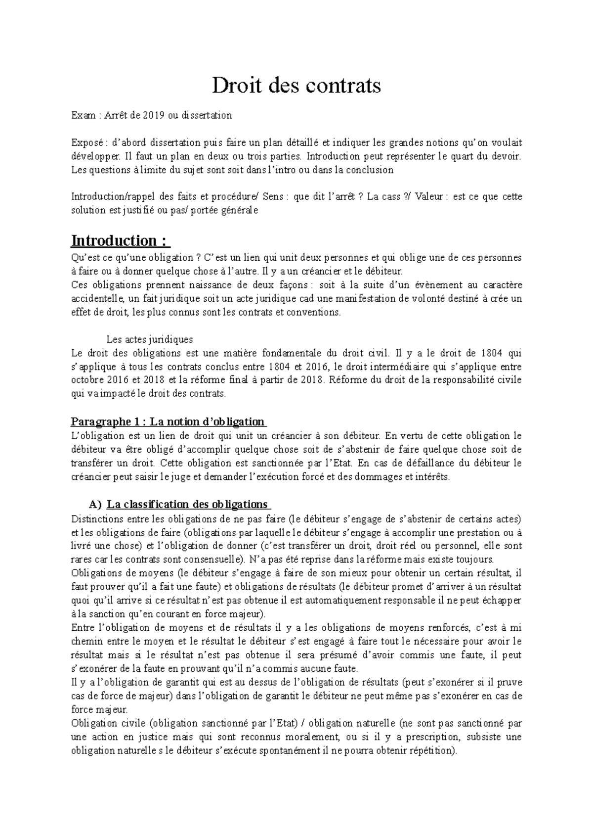 dissertation droit des contrats