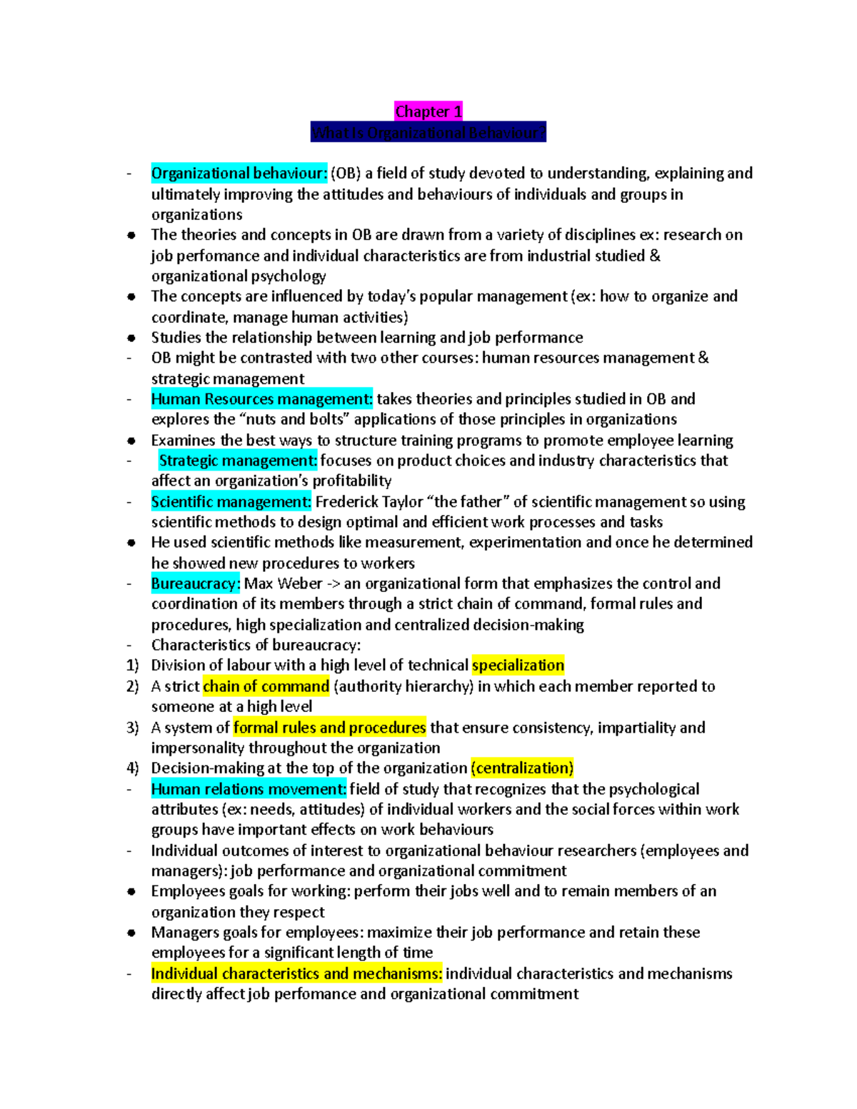 Chapter 1-5 - Chapter 1 What Is Organizational Behaviour ...