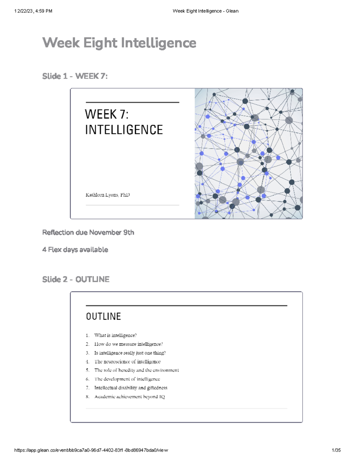 Week Eight Intelligence - Glean - Week Eight Intelligence Slide 1 ...