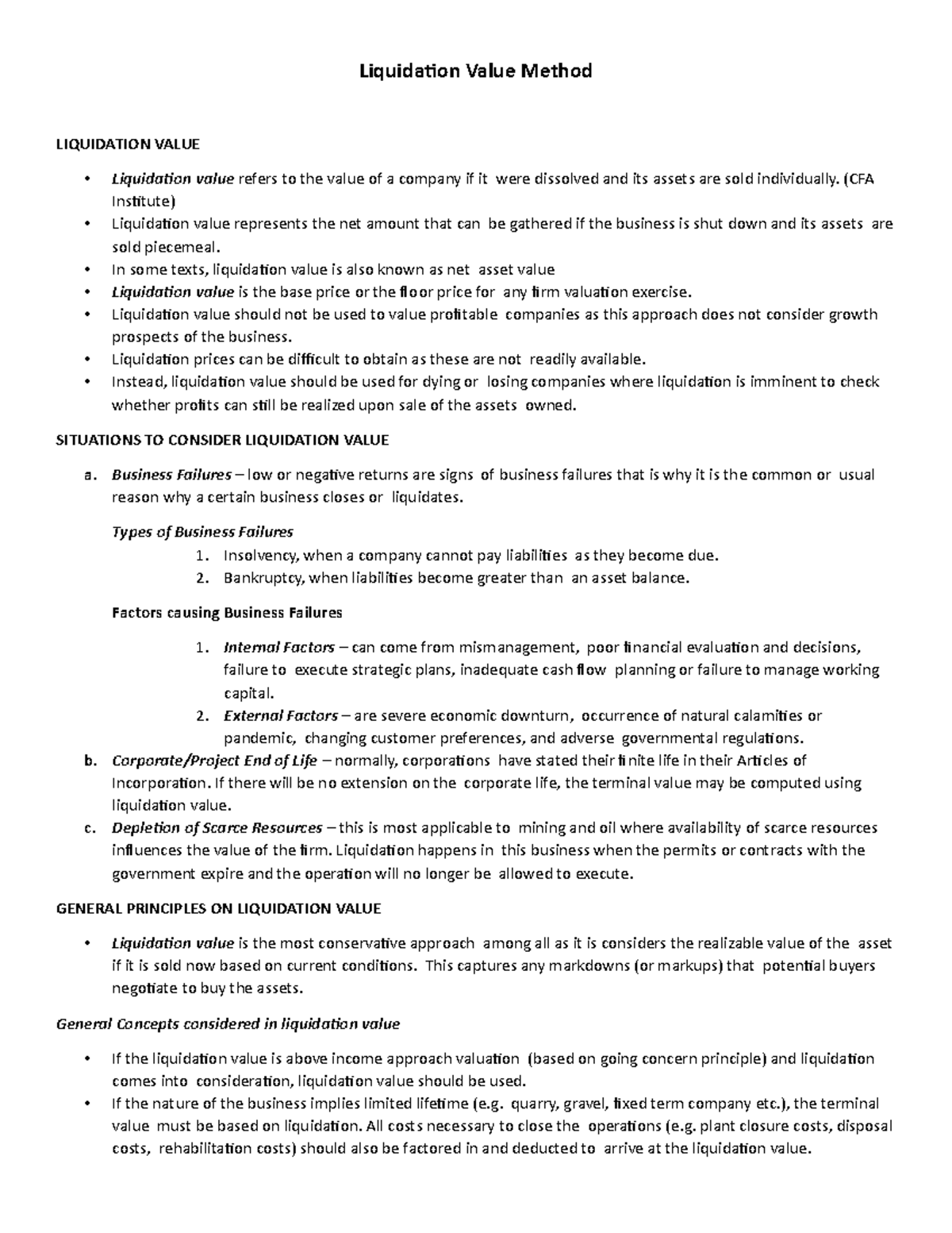 MAS Liquidation-Value-Method - Liquidation Value Method LIQUIDATION ...