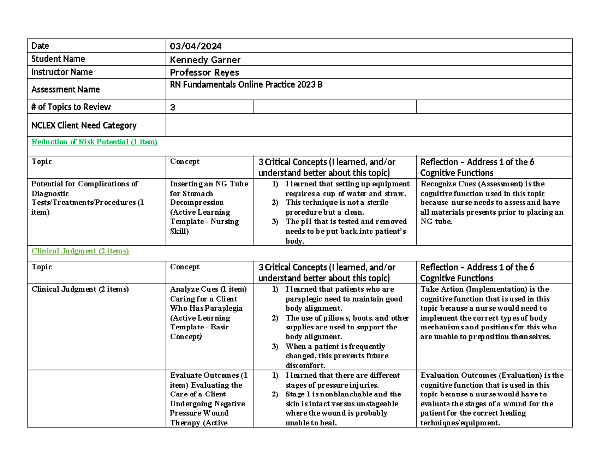 Remediation Example worksheet - Date 03/04/ Student Name Kennedy Garner ...