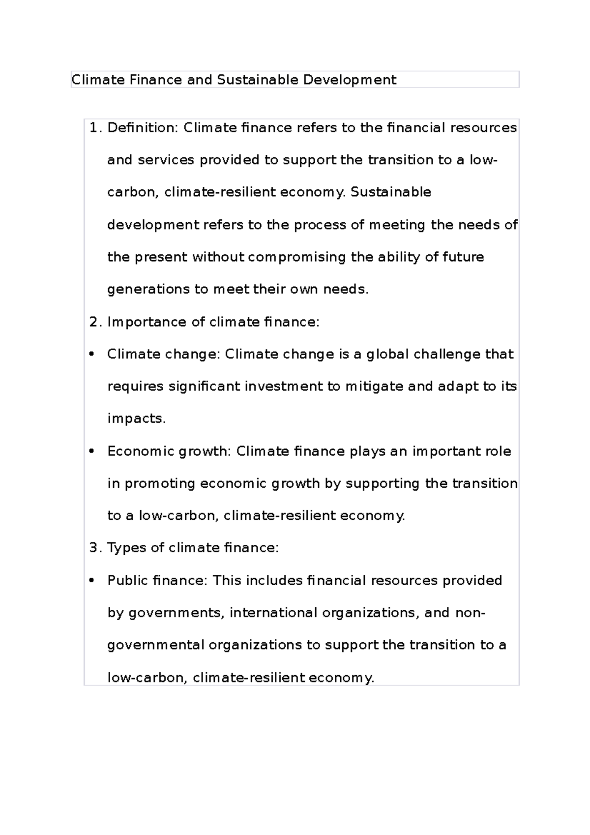 climate finance essay