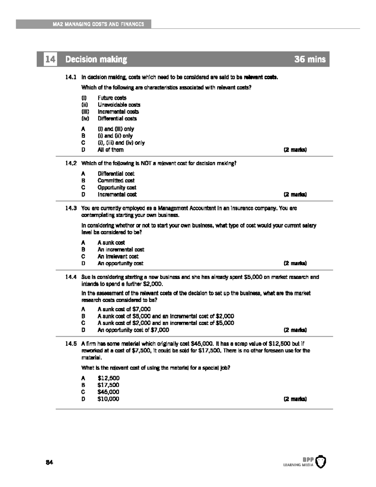 Chapter 9 Practice Questions Association of Chartered Certified
