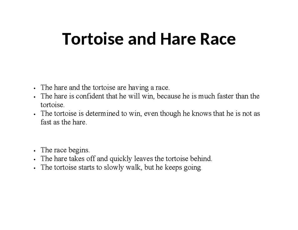 Tortoise and Hare Race story - Tortoise and Hare Race The hare and the ...