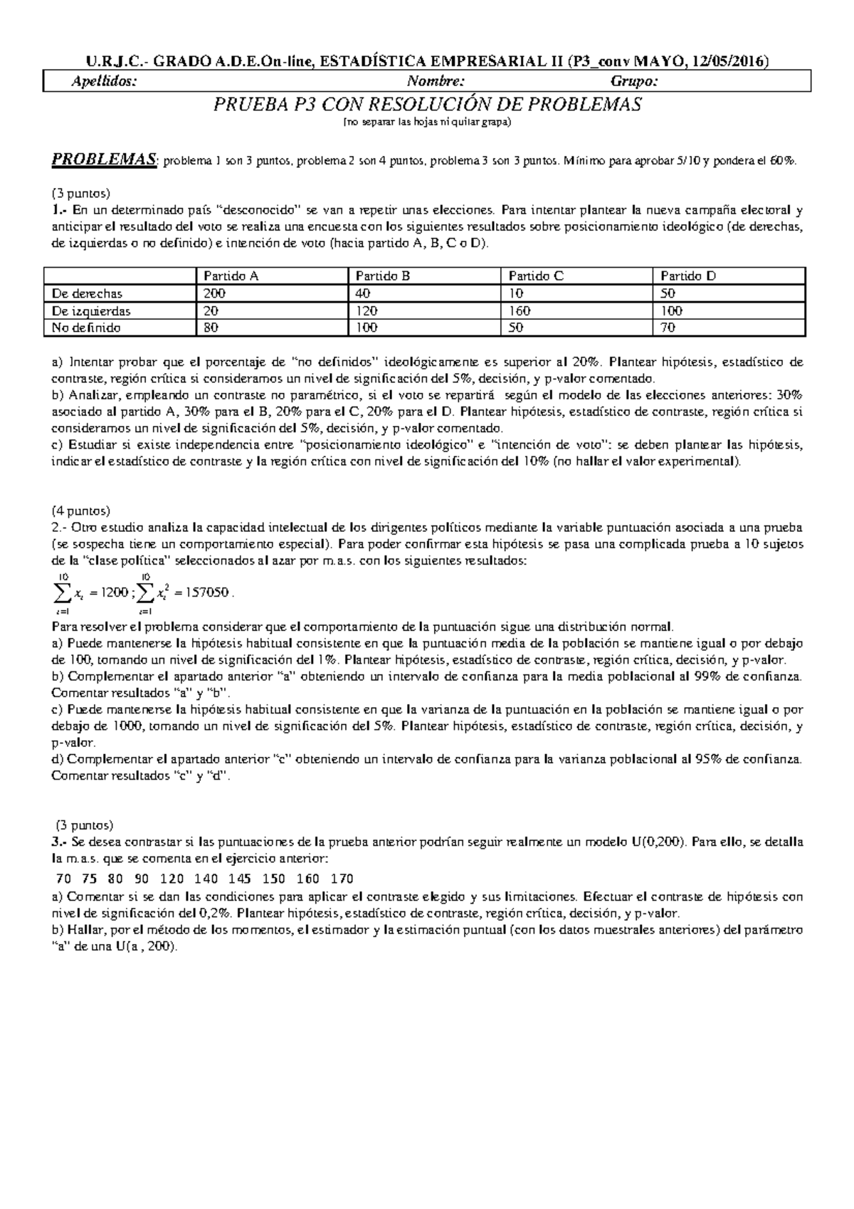 Examen Mayo 2016 P3 Gade Online - U.R.J.- GRADO A.D.E-line, ESTADÍSTICA ...