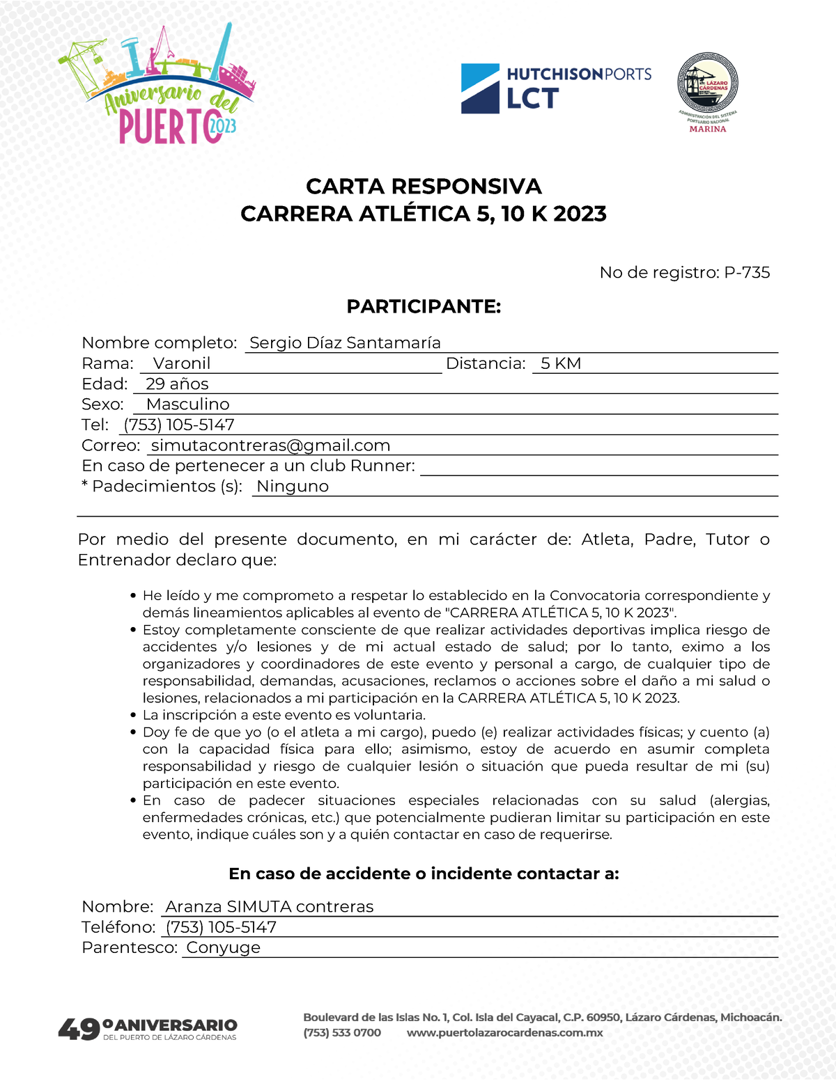 Carta Responsiva Carta Responsiva Carrera Atl Tica K No De