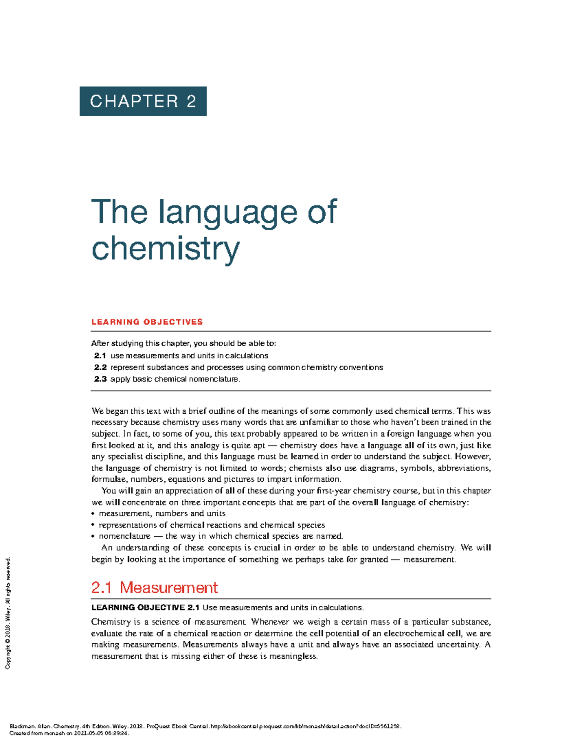 Chemistry 4th Edition - (2 The language of chemistry) - CHAPTER 2 The ...