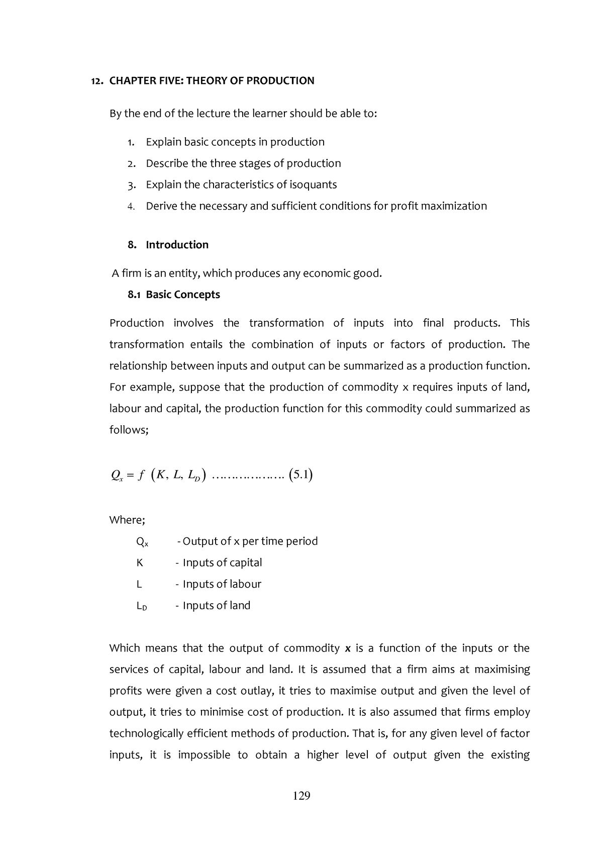 theory of production essay