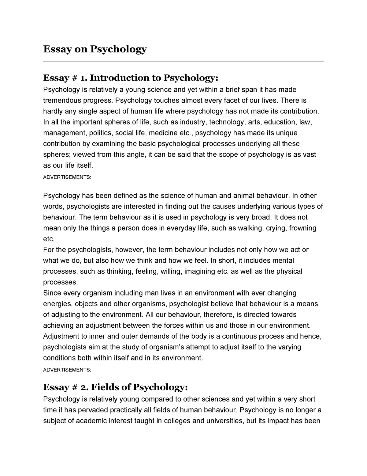 essay of humanistic psychology