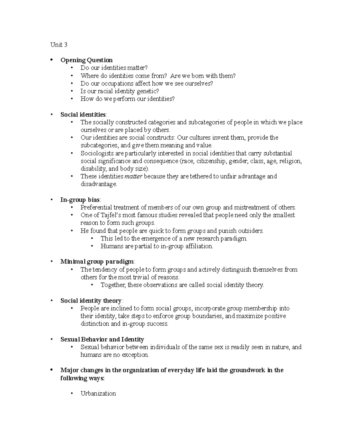 Unit 3 - Terms and Definitions - Unit 3 - Opening Question - Do our ...