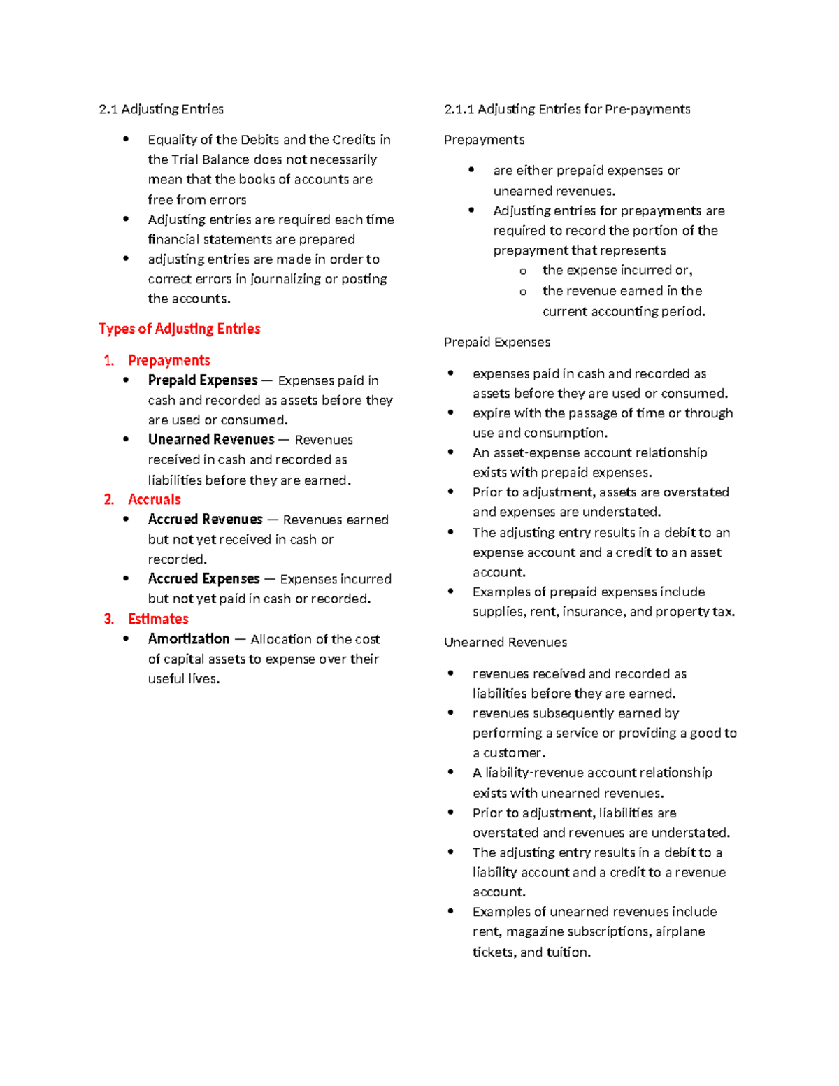 Module 2 outline - Acctg 015 - 2 Adjusting Entries Equality of the ...