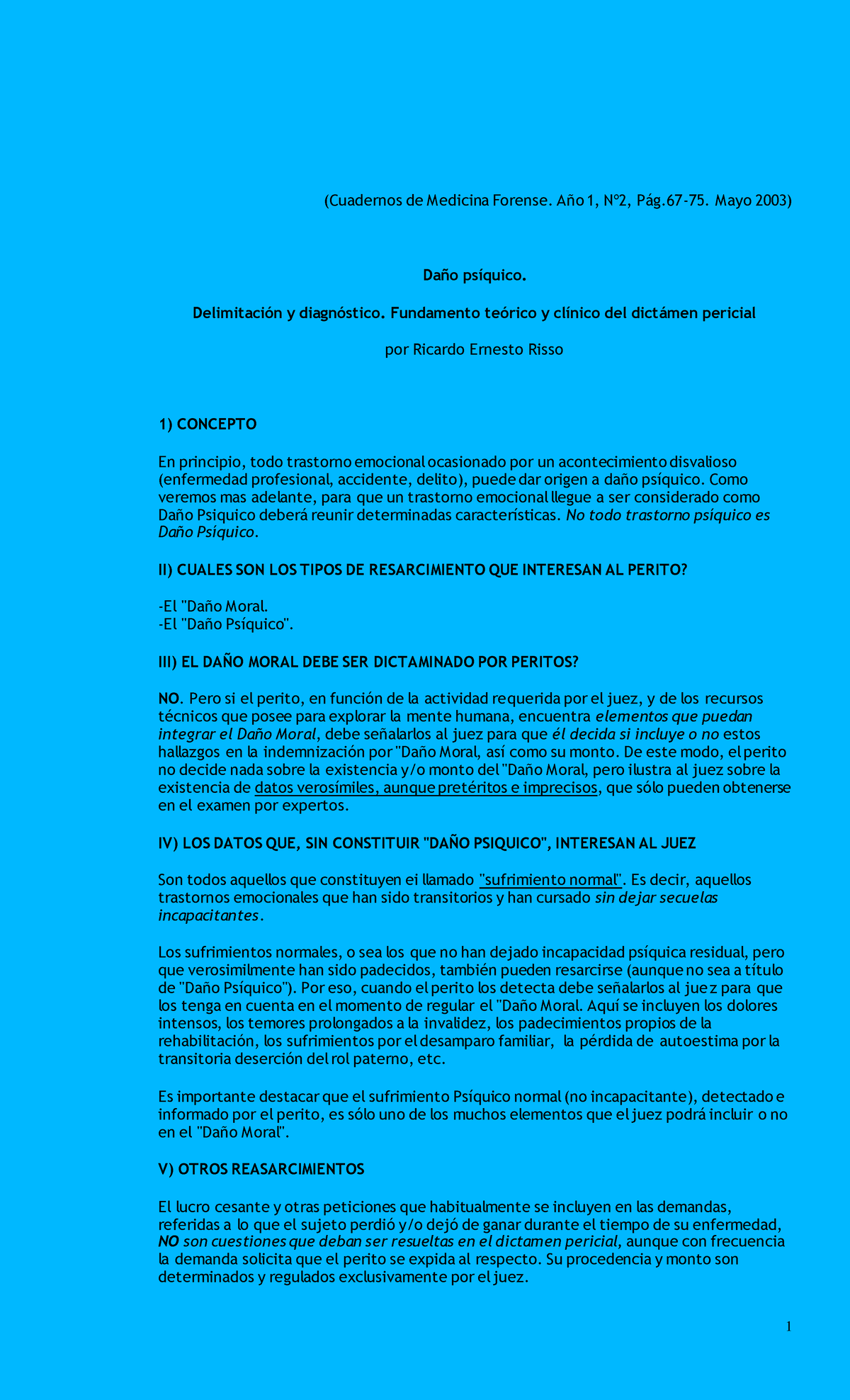 R. Risso.Daño Psiquico - Psicología Forense - UNLP - Studocu