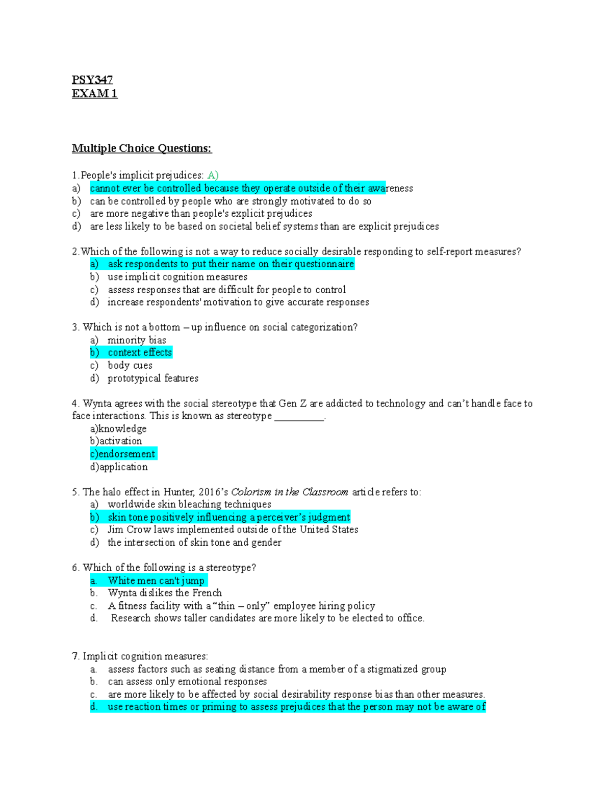 PSY347 EXAM 1 MCQS - MIDTERM#1 MCQS -Ch#1-CH#4 - PSY EXAM 1 Multiple ...