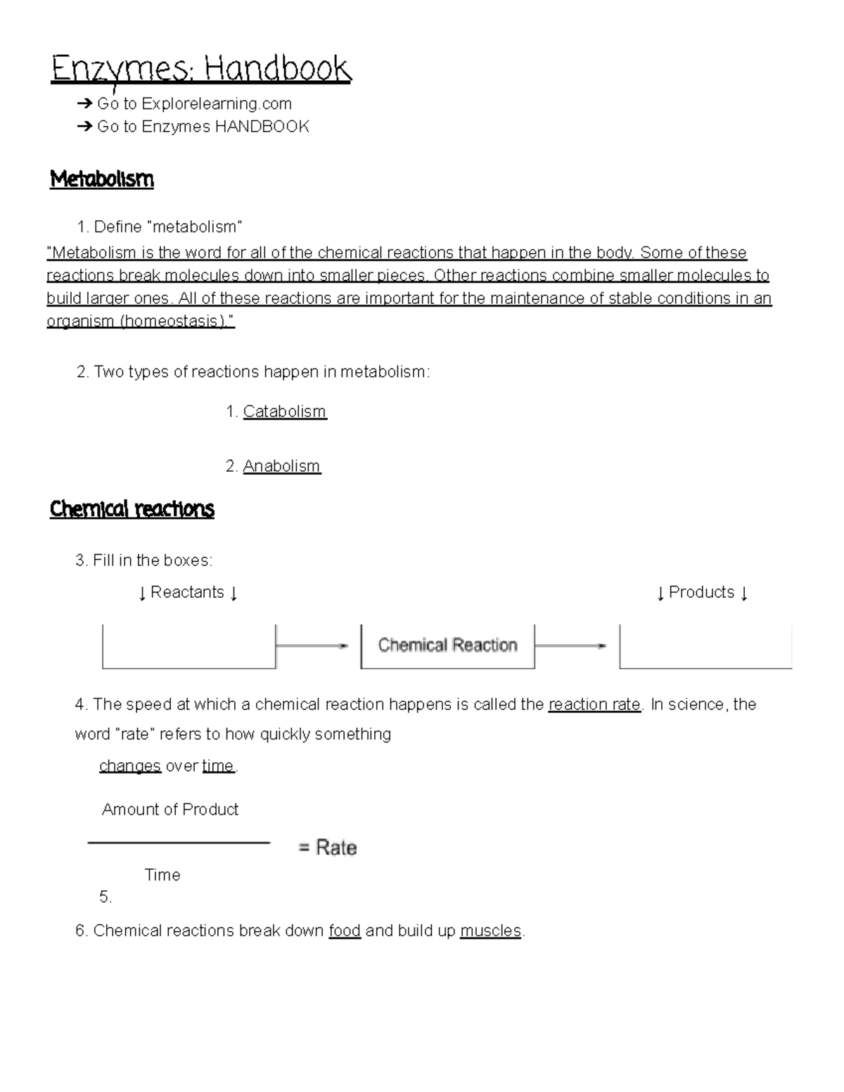 Explore Learning Enzymes Handbook - Enzymes: Handbook Go to ...