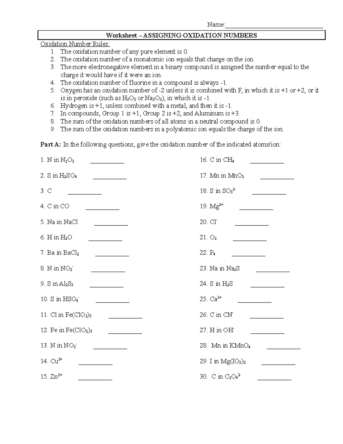 Oxidation-Numbers-Worksheet - Name ...