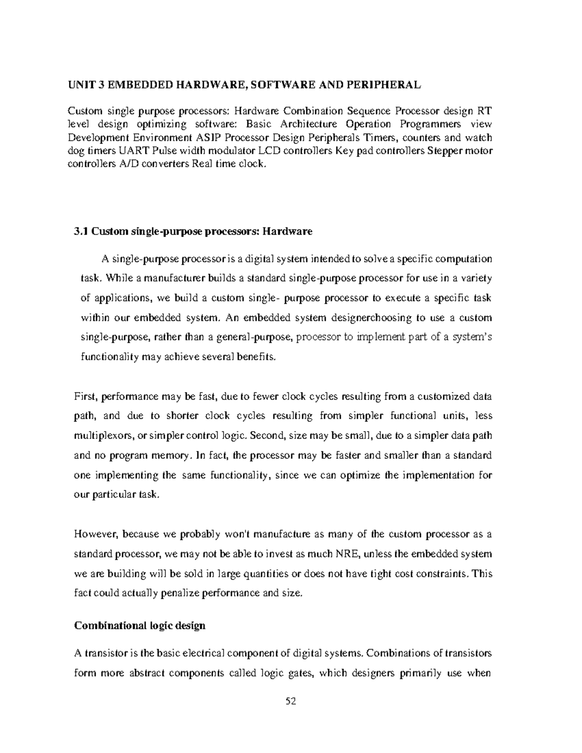 Embedded Hardware, Software AND Peripheral - UNIT 3 EMBEDDED HARDWARE ...