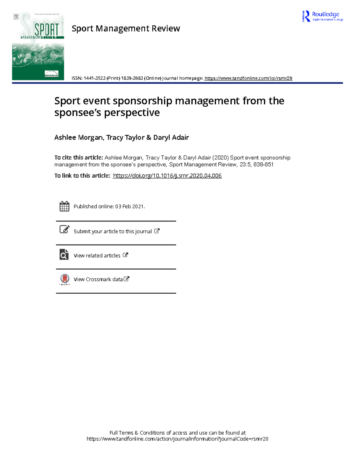 2020, et al, Sport event sponsorship management from the sponsee