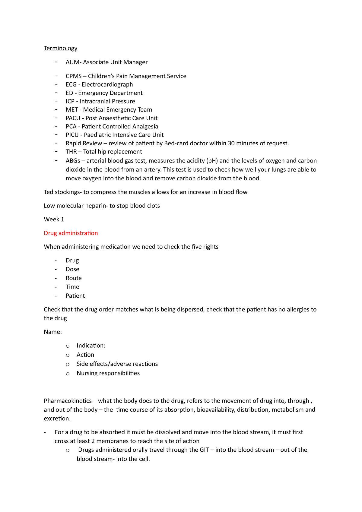 Terminology - THR Total hip replacement ABGs arterial blood gas test ...