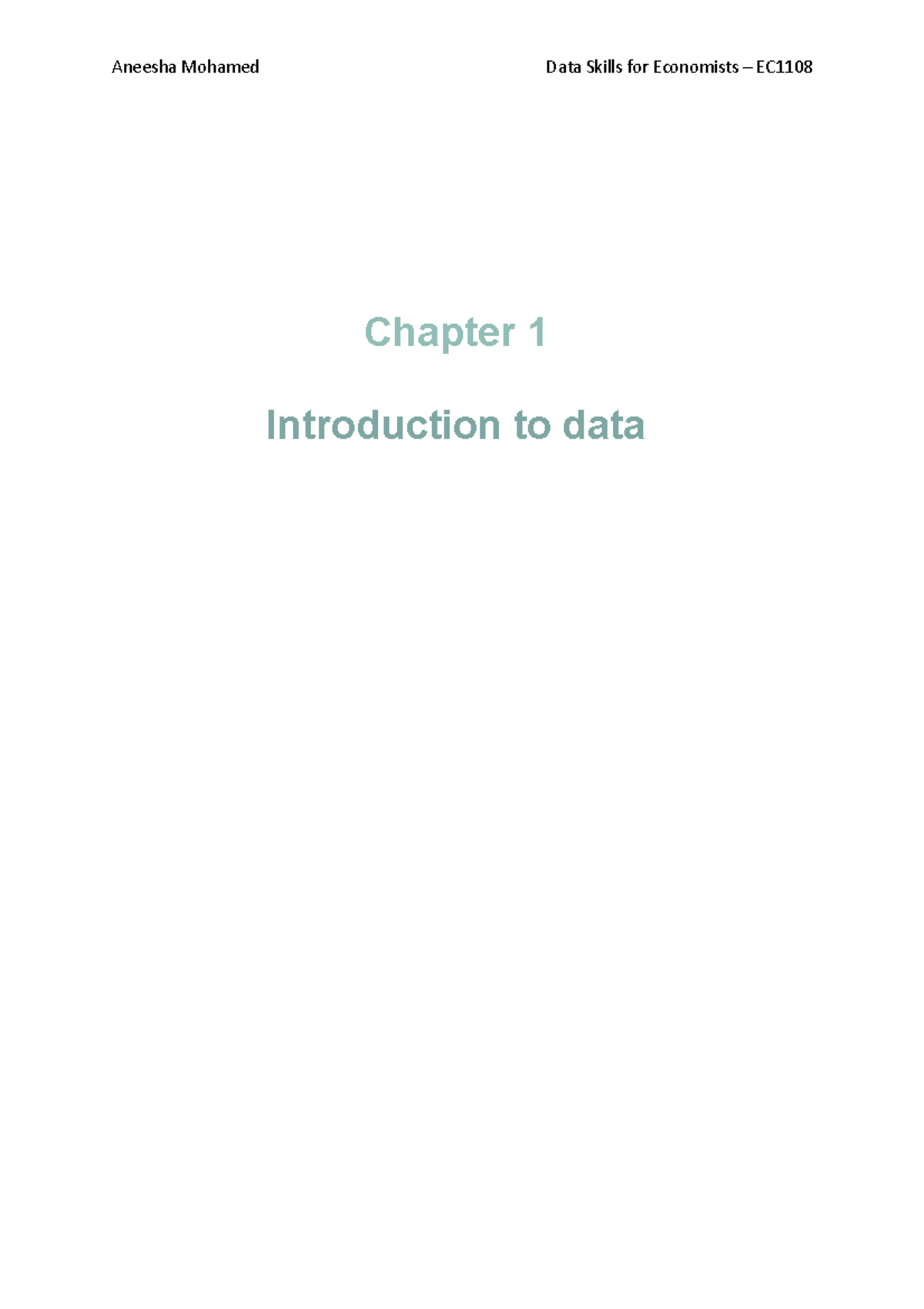 Data Skills for Economists Ch 1-5 notes - Chapter 1 Introduction to ...