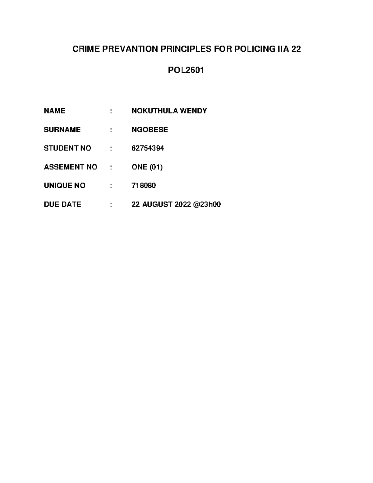 62754394 Crime Prevantion Principles FOR Policing II - CRIME PREVANTION ...