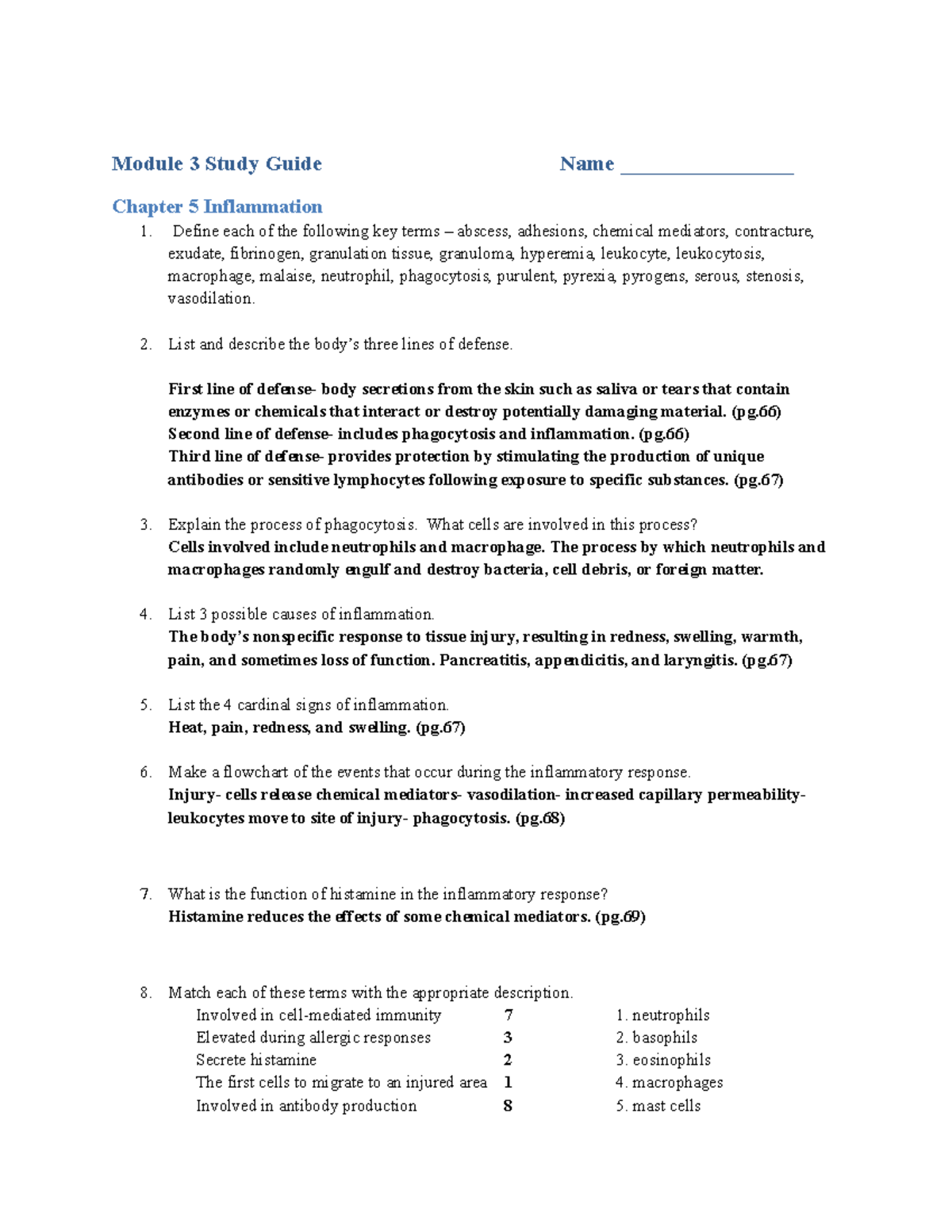 Patho Module 3 study guide DropboxMy Home Intro to Human ...