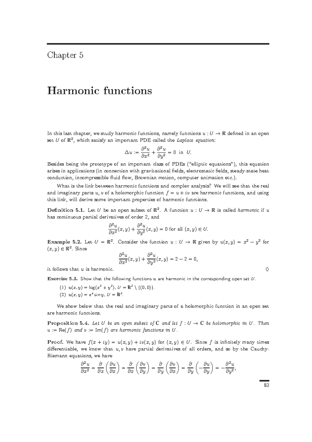 MA317 2012 Notes - Harmonic functions - Chapter 5 Harmonic functions In ...