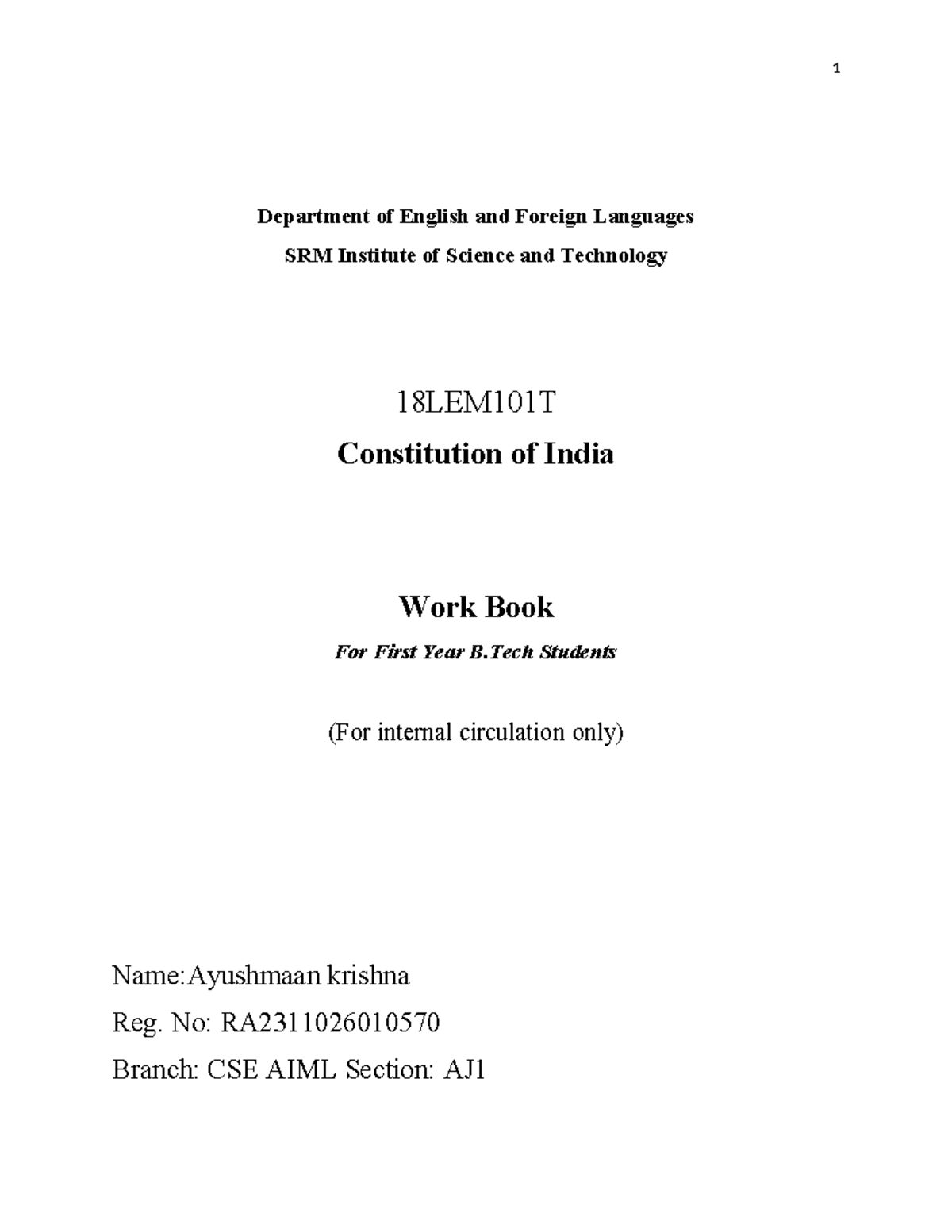 COI Course Book 1-4 - Department of English and Foreign Languages SRM ...