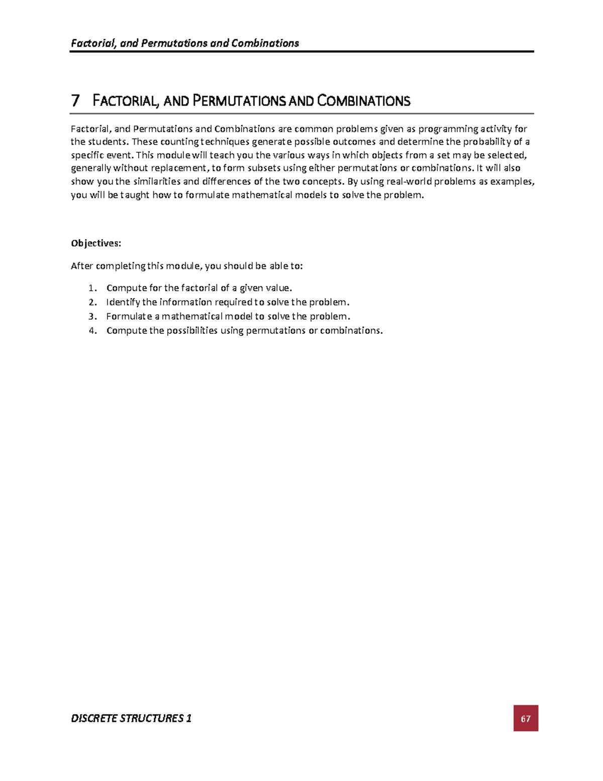 Week 10 - Factorial, AND Permutations AND Combinations - 7 FACTORIAL ...