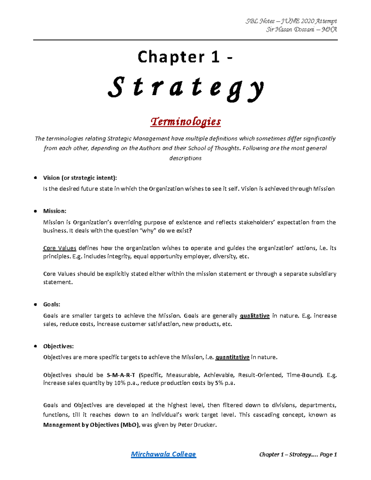 Chp 1 - Strategy (SBL Notes by Sir Hasan Dossani) - Quantitative Skills ...